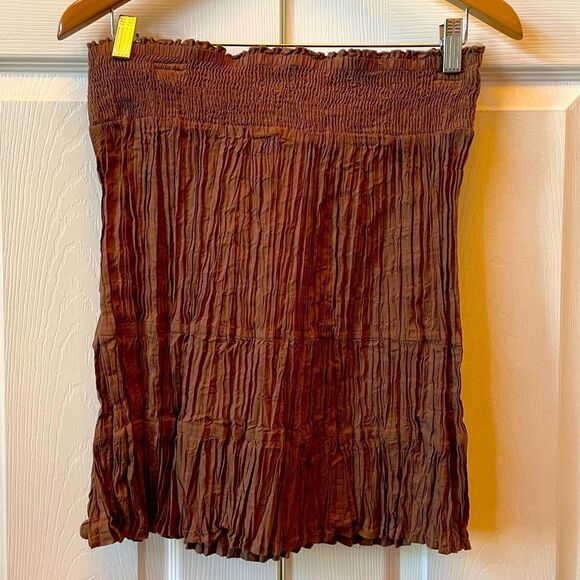 BROWN CRINKLE SKIRT SIZE LARGE NWT - Picture 1 of 4